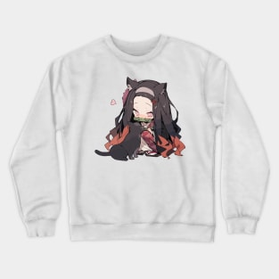 Chibi Nezuko with Cat Crewneck Sweatshirt